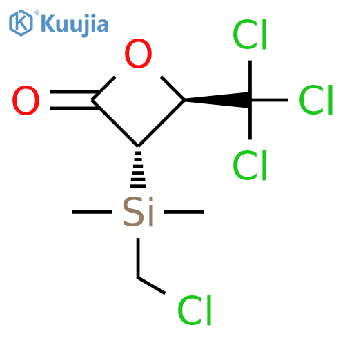 2-Oxetanone, 3-[(chloromethyl)dimethylsilyl]-4-(trichloromethyl)-, trans- structure