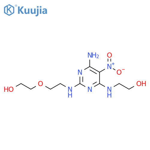 2-(6-amino-2-{2-(2-hydroxyethoxy)ethylamino}-5-nitropyrimidin-4-yl)aminoethan-1-ol structure