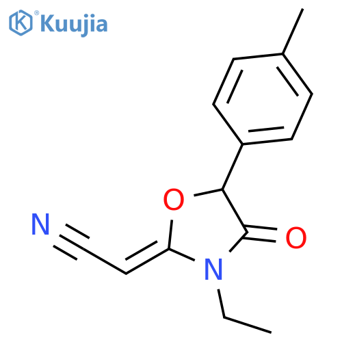 ACETONITRILE, [3-ETHYL-5-(4-METHYLPHENYL)-4-OXO-2-OXAZOLIDINYLIDENE]-, (E)- structure