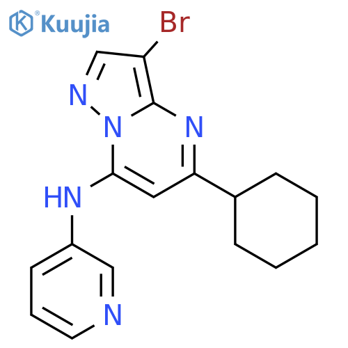 Pyrazolo[1,5-a]pyrimidin-7-amine, 3-bromo-5-cyclohexyl-N-3-pyridinyl- structure