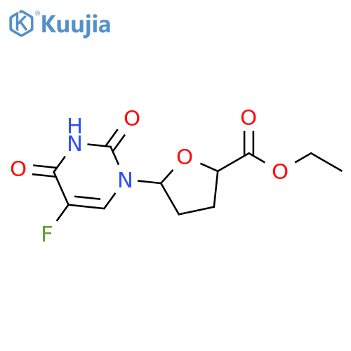 2-Furancarboxylic acid, 5-(5-fluoro-3,4-dihydro-2,4-dioxo-1(2H)-pyrimidinyl)tetrahydro-, ethyl ester structure