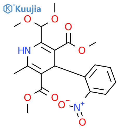 3,5-Pyridinedicarboxylic acid,2-(dimethoxymethyl)-1,4-dihydro-6-methyl-4-(2-nitrophenyl)-, dimethylester structure