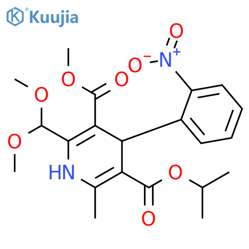 3,5-Pyridinedicarboxylic acid,2-(dimethoxymethyl)-1,4-dihydro-6-methyl-4-(2-nitrophenyl)-, 3-methyl5-(1-methylethyl) ester structure