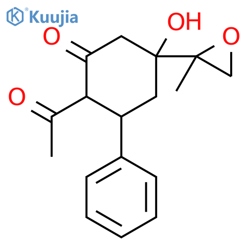 CYCLOHEXANONE, 2-ACETYL-5-HYDROXY-5-(2-METHYLOXIRANYL)-3-PHENYL- structure