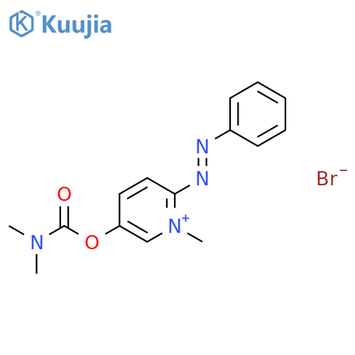 5-[(dimethylcarbamoyl)oxy]-1-methyl-2-[(E)-phenyldiazenyl]pyridinium bromide structure