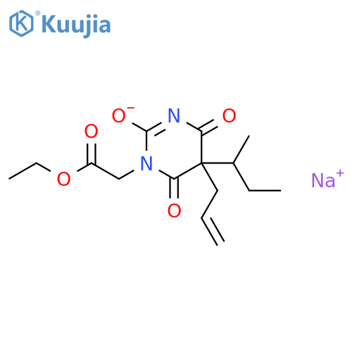 sodium 1-(2-ethoxy-2-oxoethyl)-5-(1-methylpropyl)-4,6-dioxo-5-prop-2-en-1-yl-1,4,5,6-tetrahydropyrimidin-2-olate structure