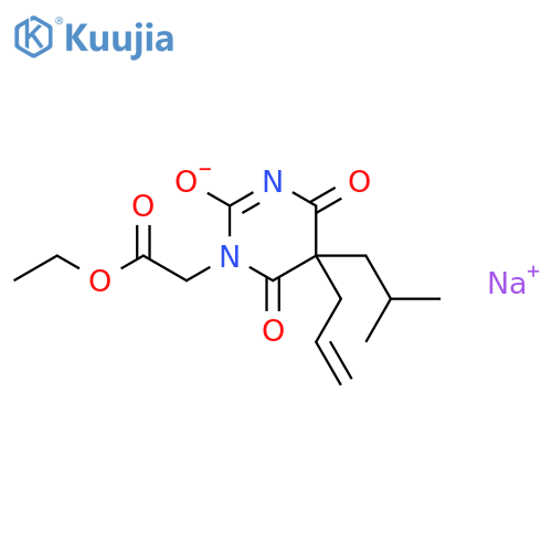 sodium 1-(2-ethoxy-2-oxoethyl)-5-(2-methylpropyl)-4,6-dioxo-5-prop-2-en-1-yl-1,4,5,6-tetrahydropyrimidin-2-olate structure