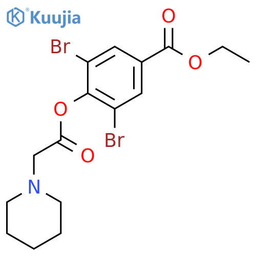 1-Piperidineacetic acid, 2,6-dibromo-4-(ethoxycarbonyl)phenyl ester structure