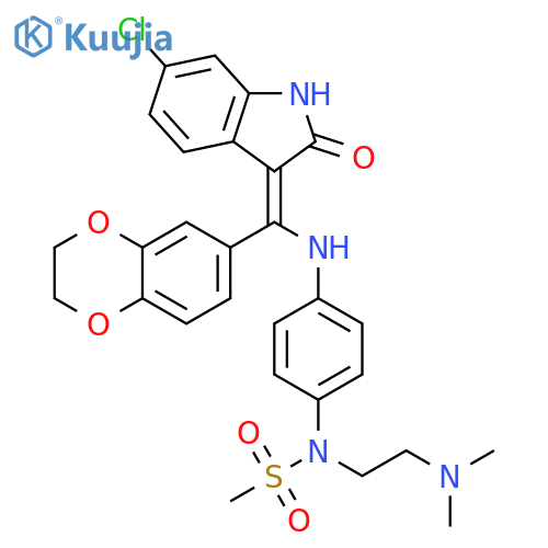 Methanesulfonamide,N-[4-[[(Z)-(6-chloro-1,2-dihydro-2-oxo-3H-indol-3-ylidene)(2,3-dihydro-1,4-benzodioxin-6-yl)methyl]amino]phenyl]-N-[2-(dimethylamino)ethyl]- structure