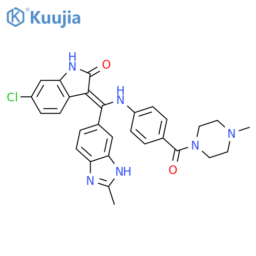 Piperazine,1-[4-[[(Z)-(6-chloro-1,2-dihydro-2-oxo-3H-indol-3-ylidene)(2-methyl-1H-benzimidazol-5-yl)methyl]amino]benzoyl]-4-methyl- structure