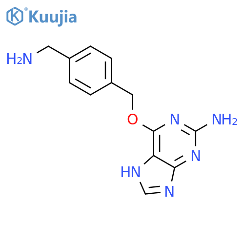 6-[[4-(aminomethyl)phenyl]methoxy]-9H-purin-2-amine structure