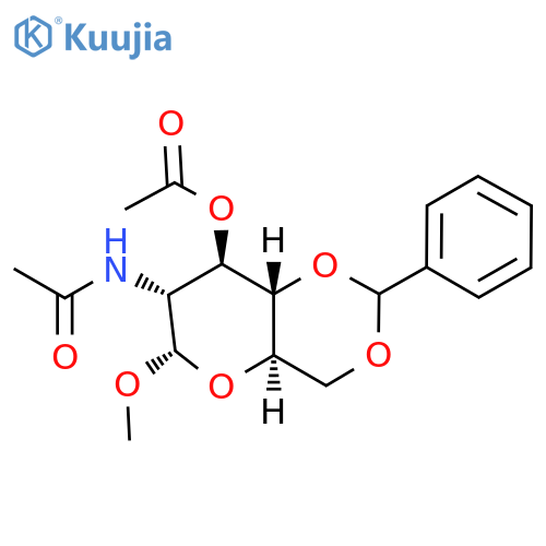 Methyl 2-acetamido-3-O-acetyl-4,6-O-benzylidene-2-deoxy-α-D-glucopyranoside structure
