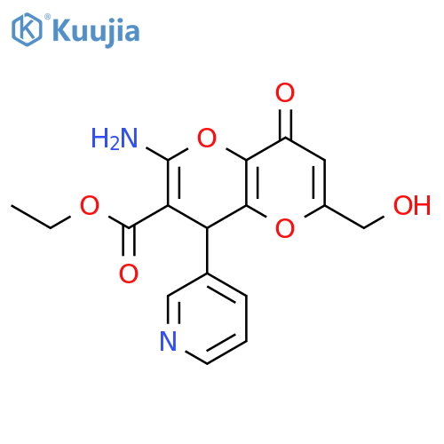 ethyl 2-amino-6-(hydroxymethyl)-8-oxo-4-(pyridin-3-yl)-4H,8H-pyrano3,2-bpyran-3-carboxylate structure