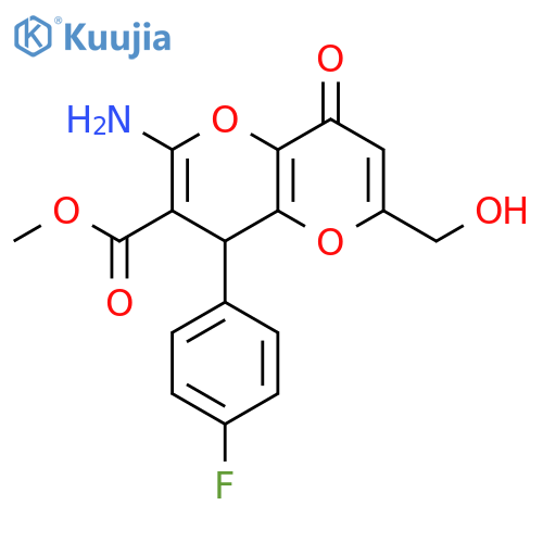 methyl 2-amino-4-(4-fluorophenyl)-6-(hydroxymethyl)-8-oxo-4H,8H-pyrano3,2-bpyran-3-carboxylate structure