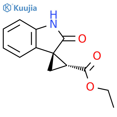 ethyl rel-(1R,2R)-2'-oxospiro[cyclopropane-2,3'-indoline]-1-carboxylate structure
