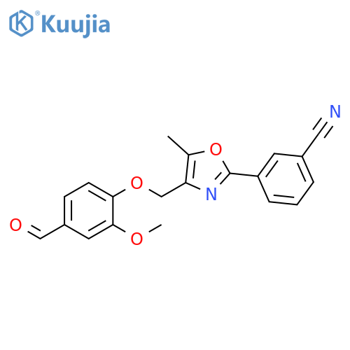 Benzonitrile,3-[4-[(4-formyl-2-methoxyphenoxy)methyl]-5-methyl-2-oxazolyl]- structure