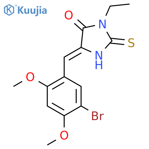 (5Z)-5-(5-bromo-2,4-dimethoxyphenyl)methylidene-3-ethyl-2-sulfanylideneimidazolidin-4-one structure
