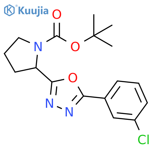 (S)-tert-butyl 2-(5-(3-cyanophenyl)-1,3,4-oxadiazol-2-yl)pyrrolidine-1-carboxylate structure
