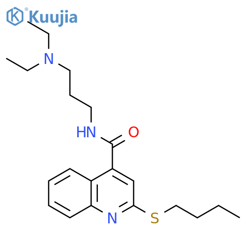 4-Quinolinecarboxamide, 2-(butylthio)-N-[3-(diethylamino)propyl]- structure