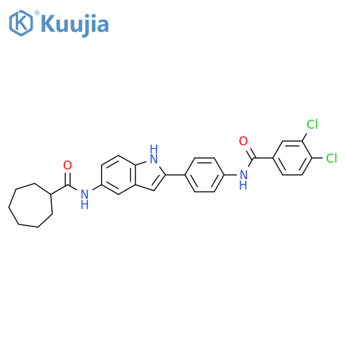 Cycloheptanecarboxamide,N-[2-[4-[(3,4-dichlorobenzoyl)amino]phenyl]-1H-indol-5-yl]- structure