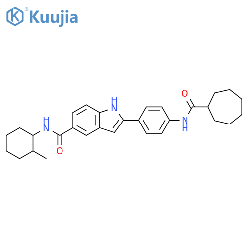 1H-Indole-5-carboxamide,2-[4-[(cycloheptylcarbonyl)amino]phenyl]-N-(2-methylcyclohexyl)- structure