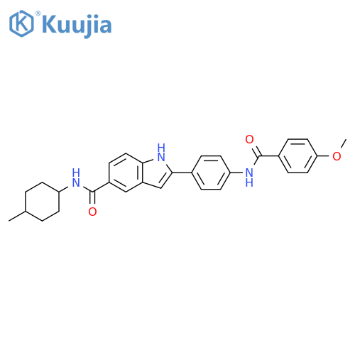 1H-Indole-5-carboxamide,2-[4-[(4-methoxybenzoyl)amino]phenyl]-N-(4-methylcyclohexyl)- structure