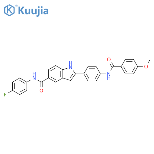 1H-Indole-5-carboxamide,N-(4-fluorophenyl)-2-[4-[(4-methoxybenzoyl)amino]phenyl]- structure