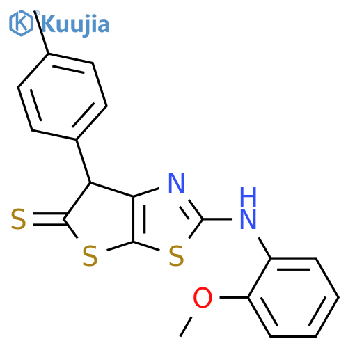 Thieno[3,2-d]thiazole-5(6H)-thione, 2-[(2-methoxyphenyl)amino]-6-(4-methylphenyl)- structure