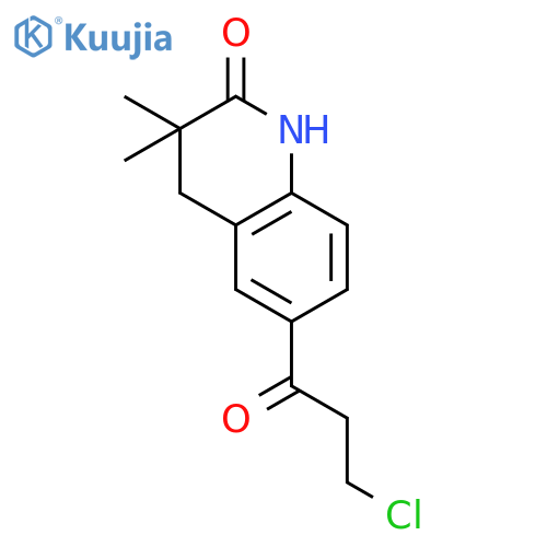 2(1H)-QUINOLINONE, 6-(3-CHLORO-1-OXOPROPYL)-3,4-DIHYDRO-3,3-DIMETHYL- structure