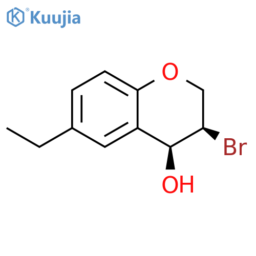 rel-(3R,4S)-3-Bromo-6-ethylchroman-4-ol structure