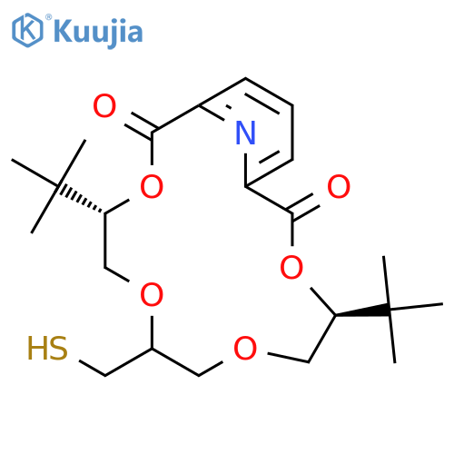 3,6,9,12-TETRAOXA-18-AZABICYCLO[12.3.1]OCTADECA-1(18),14,16-TRIENE-2,13-DIONE, 4,11-BIS(1,1-DIMETHYLETHYL)-7-(MERCAPTOMETHYL)-, (4S,11S)- structure