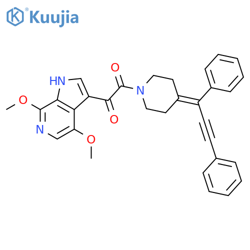 Piperidine,1-[(4,7-dimethoxy-1H-pyrrolo[2,3-c]pyridin-3-yl)oxoacetyl]-4-(1,3-diphenyl-2-propynylidene)- structure