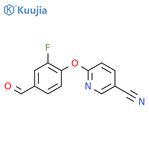 3-Pyridinecarbonitrile, 6-(2-fluoro-4-formylphenoxy)- structure