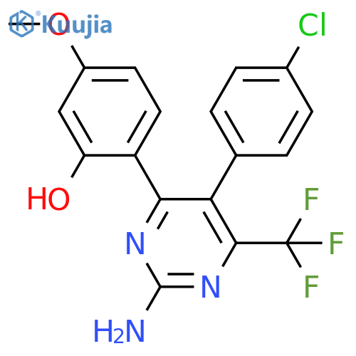2-2-amino-5-(4-chlorophenyl)-6-(trifluoromethyl)pyrimidin-4-yl-5-methoxyphenol structure