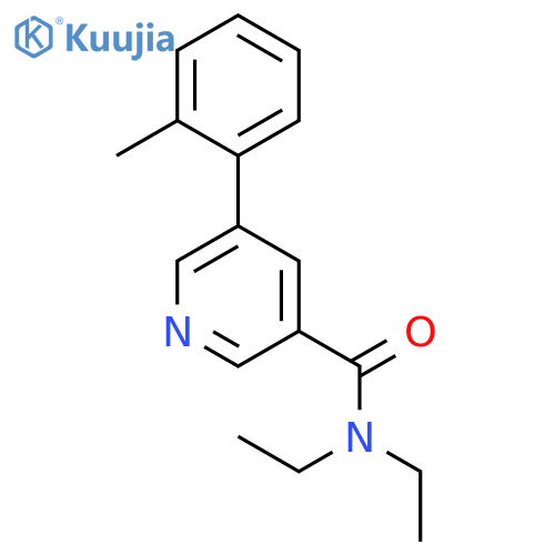 3-PYRIDINECARBOXAMIDE, N,N-DIETHYL-5-(2-METHYLPHENYL)- structure