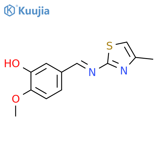 Phenol, 2-methoxy-5-[[(4-methyl-2-thiazolyl)imino]methyl]- structure