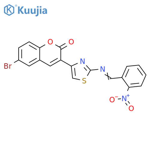 2H-1-Benzopyran-2-one,6-bromo-3-[2-[[(2-nitrophenyl)methylene]amino]-4-thiazolyl]- structure