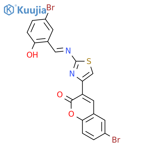 2H-1-Benzopyran-2-one,6-bromo-3-[2-[[(5-bromo-2-hydroxyphenyl)methylene]amino]-4-thiazolyl]- structure