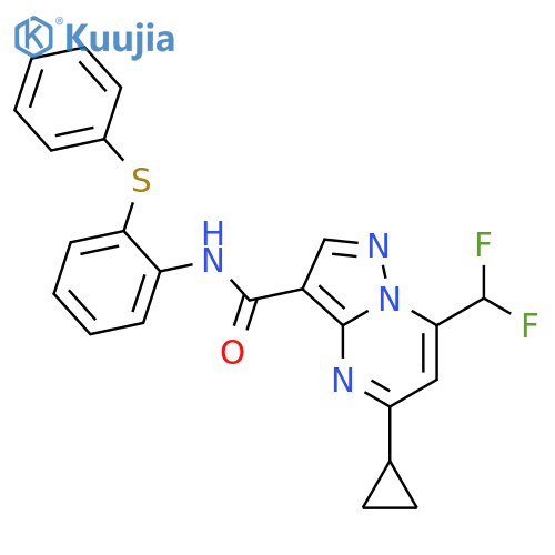 <br>5-cyclopropyl-7-(difluoromethyl)-N-[2-(phenylsulfanyl)phenyl]pyrazolo[1,5-a ]pyrimidine-3-carboxamide structure