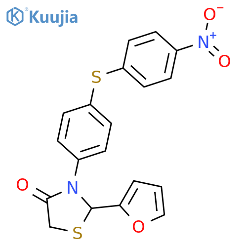 4-THIAZOLIDINONE, 2-(FURANYL)-3-[4-[(4-NITROPHENYL)THIO]PHENYL]- structure