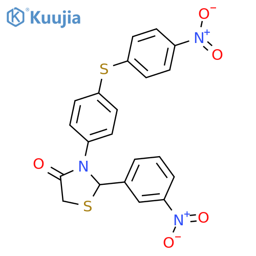 4-THIAZOLIDINONE, 2-(3-NITROPHENYL)-3-[4-[(4-NITROPHENYL)THIO]PHENYL]- structure