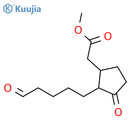 Cyclopentaneacetic acid, 3-oxo-2-(5-oxopentyl)-, methyl ester structure