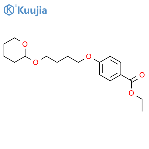 Benzoic acid, 4-[4-[(tetrahydro-2H-pyran-2-yl)oxy]butoxy]-, ethyl ester structure