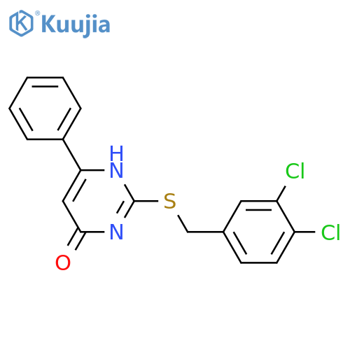 2-{(3,4-dichlorophenyl)methylsulfanyl}-6-phenyl-3,4-dihydropyrimidin-4-one structure