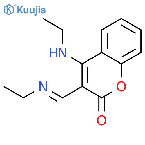 2H-1-Benzopyran-2-one, 4-(ethylamino)-3-[(ethylimino)methyl]- structure