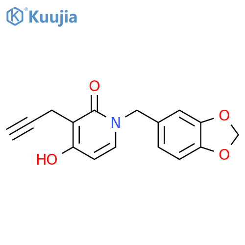 1-[(2H-1,3-benzodioxol-5-yl)methyl]-4-hydroxy-3-(prop-2-yn-1-yl)-1,2-dihydropyridin-2-one structure