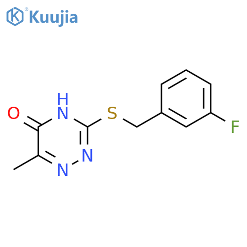 3-{(3-fluorophenyl)methylsulfanyl}-6-methyl-4,5-dihydro-1,2,4-triazin-5-one structure