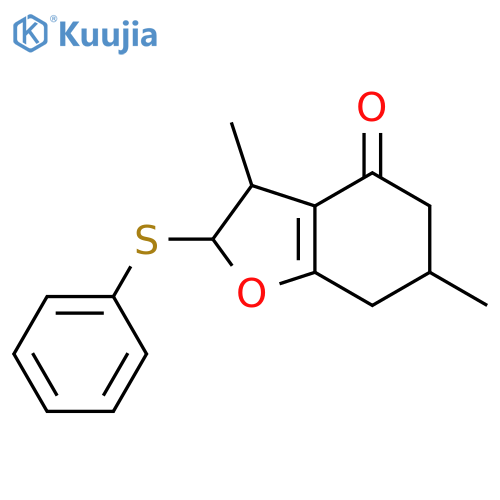 4(2H)-Benzofuranone, 3,5,6,7-tetrahydro-3,6-dimethyl-2-(phenylthio)- structure