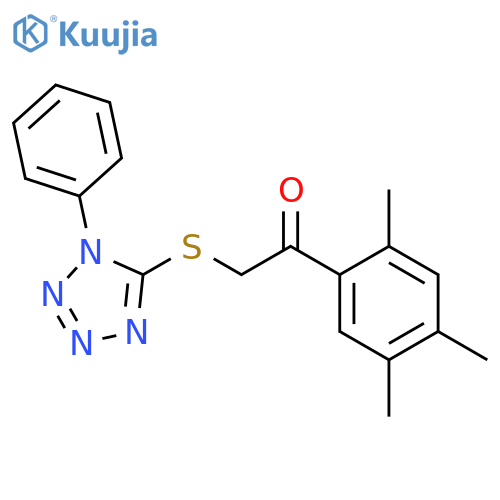 2-[(1-phenyl-1H-tetrazol-5-yl)sulfanyl]-1-(2,4,5-trimethylphenyl)ethanone structure
