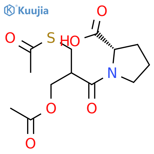 L-Proline, 1-[3-(acetyloxy)-2-[(acetylthio)methyl]-1-oxopropyl]- structure
